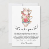 Modern Blush en White Tea Party Vrijgezellenfeest Bedankkaart (Voorkant)