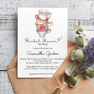 Modern Blush en White Tea Party Vrijgezellenfeest Kaart
