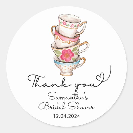 Modern Blush en White Tea Party Vrijgezellenfeest Ronde Sticker (Voorkant)
