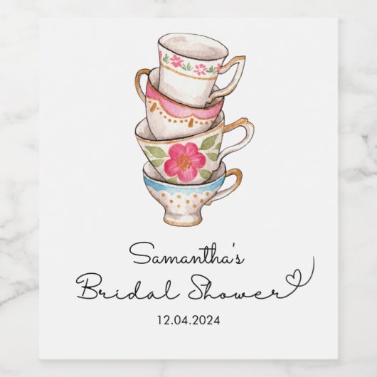 Modern Blush en White Tea Party Vrijgezellenfeest Wijn Etiket (Enkel label)