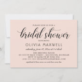 Modern Blush en Zwart Bruiloft Vrijgezellenfeest Kaart (Voorkant)