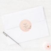 Modern Blush Faux Gold Botanisch Lijst Bruiloft Ronde Sticker (Envelop)