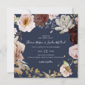 Modern Blush Floral | Aardbeiderd huwelijk op het  Kaart (Voorkant)