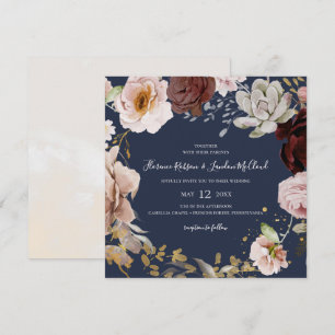 Modern Blush Floral   Aardbeiderd huwelijk op het  Kaart