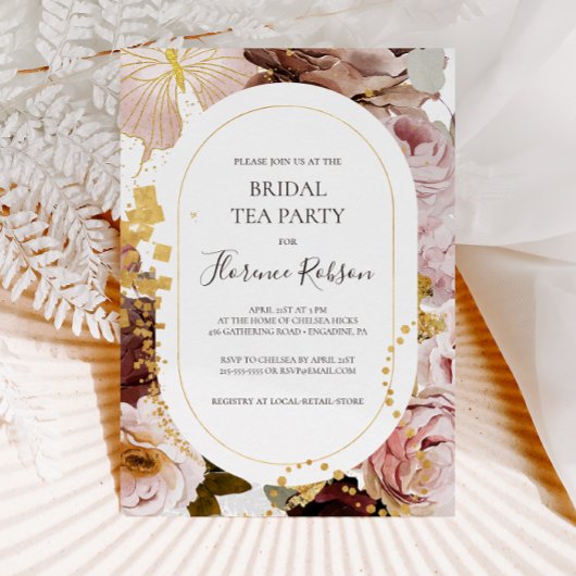 Modern Blush Floral | Bridal Tea Party Kaart