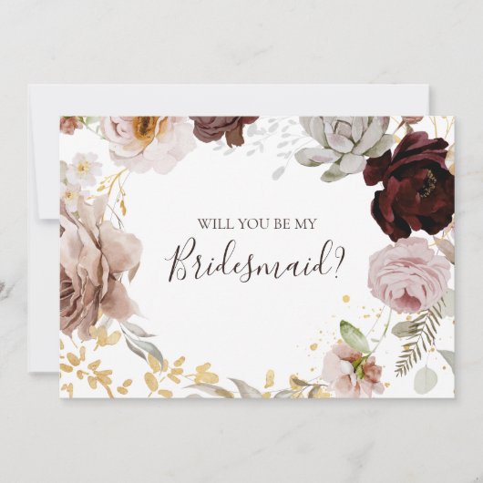 Modern Blush Floral | Bridesmaid proposal card Kaart (Voorkant)