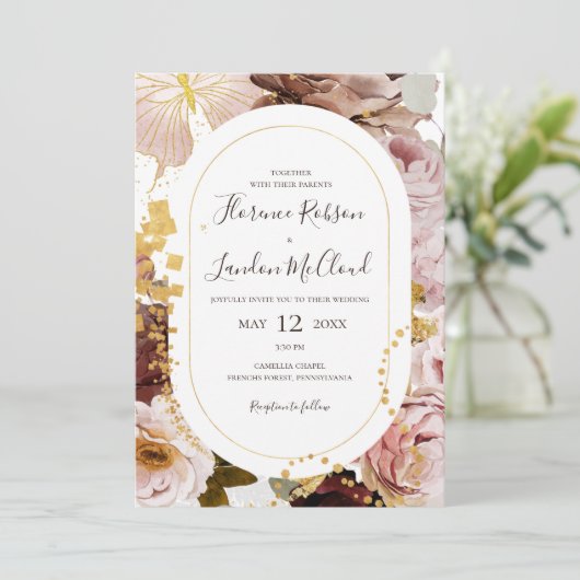 Modern Blush Floral | CASUAL LIJST Kaart (Staand voorkant)