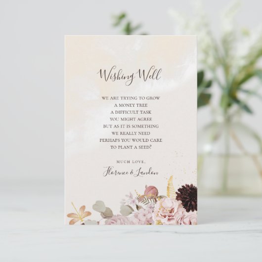 Modern Blush Floral | Dwingende marmerweddenschapp Informatiekaartje (Staand voorkant)
