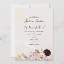 Modern Blush Floral | Eenvoudig Casual marmer brui Kaart