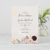 Modern Blush Floral | Eenvoudig Casual marmer brui Kaart (Staand voorkant)