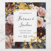 Modern Blush Floral | Etiket voor marinevrouwwijn (Enkel label)