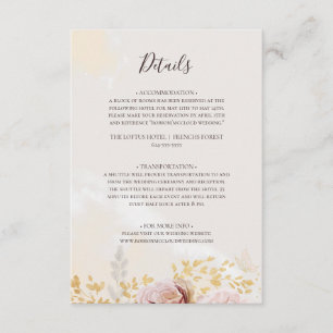 Modern Blush Floral   Gegevens Waterverf Informatiekaartje