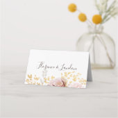 Modern Blush Floral | Gevouwen kaart Plaatskaartje (Achterkant)