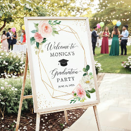 Modern Blush Floral Gradual Party Welkomstteken Poster