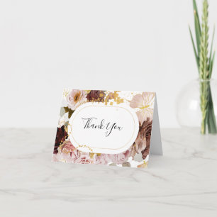 Modern Blush Floral Hartelijk dank Bedankkaart