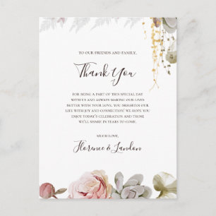 Modern Blush Floral   Hartelijk dank Briefkaart