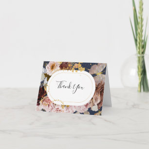 Modern Blush Floral   Hartelijk dank voor de marin Bedankkaart