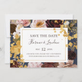 Modern Blush Floral | Horizontale marine sparen de Save The Date (Voorkant)