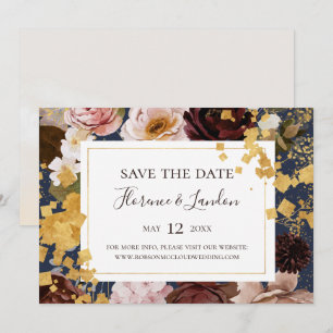 Modern Blush Floral   Horizontale marine sparen de Save The Date