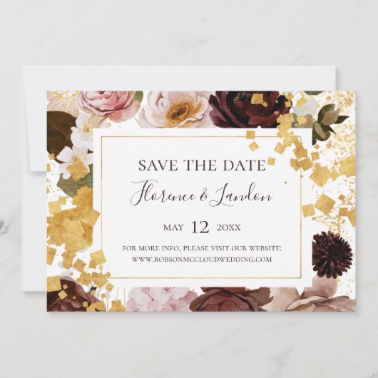 Modern Blush Floral | Horizontale sparen de Datum Save The Date (Voorkant)