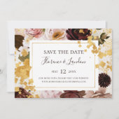 Modern Blush Floral | Horizontale Waterverf behalv Save The Date (Voorkant)