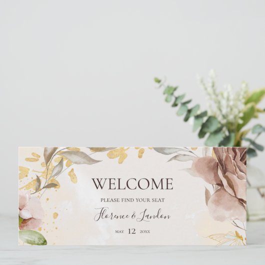 Modern Blush Floral | Koptekst marmer Seating Char (Staand voorkant)
