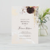 Modern Blush Floral | Marble Brunch en Bubble Kaart (Staand voorkant)
