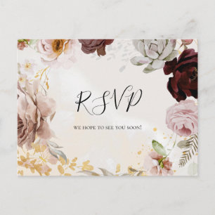 Modern Blush Floral   Marble Song Request RSVP Briefkaart
