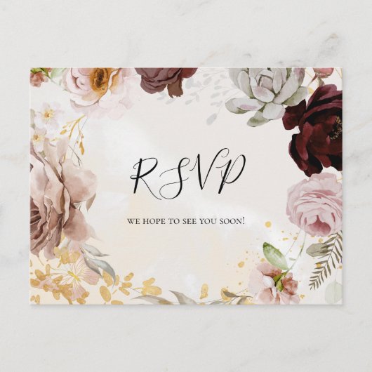 Modern Blush Floral | Marble Song Request RSVP Briefkaart (Voorkant)