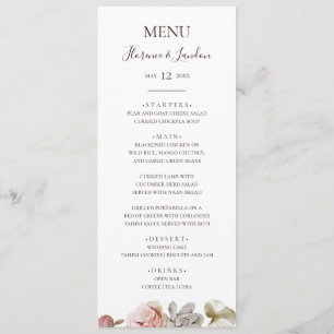 Modern Blush Floral   Menu Weddenrennen