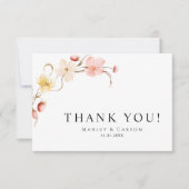 Modern Blush Floral Minimalist Garden Wedding Bedankkaart (Voorkant)