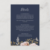 Modern Blush Floral | Navy Details Enclosure Card Informatiekaartje (Voorkant)