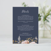 Modern Blush Floral | Navy Details Enclosure Card Informatiekaartje (Staand voorkant)