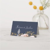 Modern Blush Floral | Navy Folded Place Card Plaatskaartje (Achterkant)