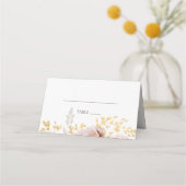 Modern Blush Floral | Navy Folded Place Card Plaatskaartje (Voorkant)