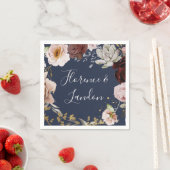 Modern Blush Floral | Navy Wedding Napkins Servet (Insitu)