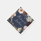 Modern Blush Floral | Navy Wedding Napkins Servet (Hoek)
