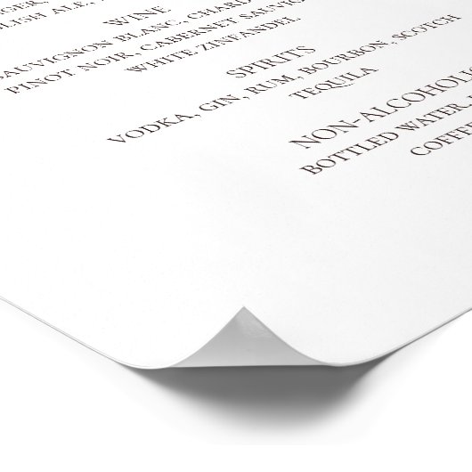 Modern Blush Floral | Onderteken van het menu Drin Poster (Hoek)