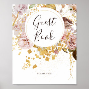 Modern Blush Floral   Ondertekening van het gastbo Poster