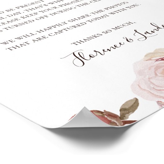 Modern Blush Floral | Ontgrendelde Ceremonie Poster (Hoek)