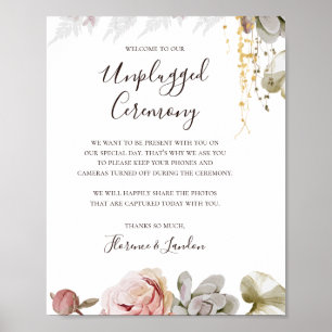 Modern Blush Floral   Ontgrendelde Ceremonie Poster