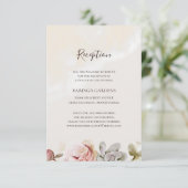 Modern Blush Floral | Ontvangst van marmer Weddens Informatiekaartje (Staand voorkant)