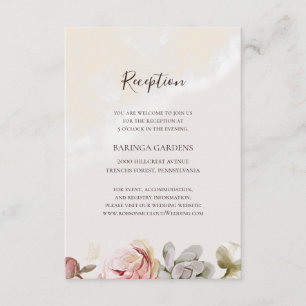 Modern Blush Floral   Ontvangst van marmer Weddens Informatiekaartje