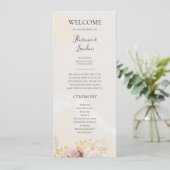 Modern Blush Floral | Programma voor Waterverf bru Programmakaart (Staand voorkant)
