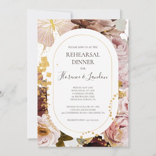 Modern Blush Floral | repetitief diner Kaart (Voorkant)