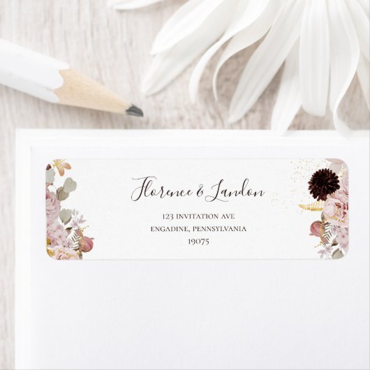 Modern Blush Floral | Retouradreslabel Etiket (Insitu)