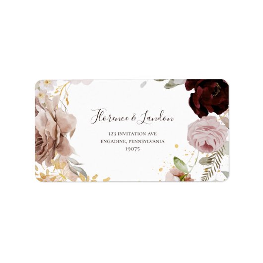 Modern Blush Floral | RSVP-Adresetiketten voor bru Etiket (Voorkant)