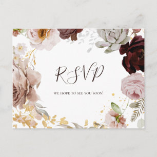 Modern Blush Floral   RSVP-Briefkaart voor bruilof Briefkaart