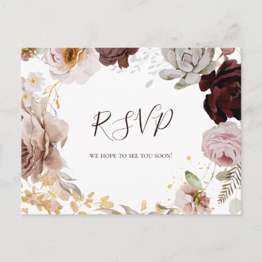 Modern Blush Floral | RSVP-Briefkaart voor bruilof Briefkaart (Voorkant)