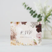 Modern Blush Floral | RSVP Waterverf bruiloft Briefkaart (Staand voorkant)